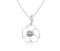 Gorgeous Flower CZ Silver Necklace SPE-3621